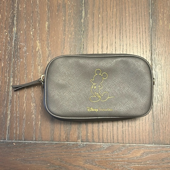 Handbags - Disney Mickey Mouse Pandora purse/wristlet.  Gray with gold embossed Mickey.